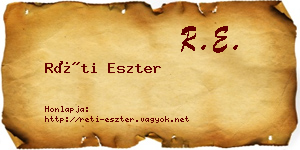 Réti Eszter névjegykártya
